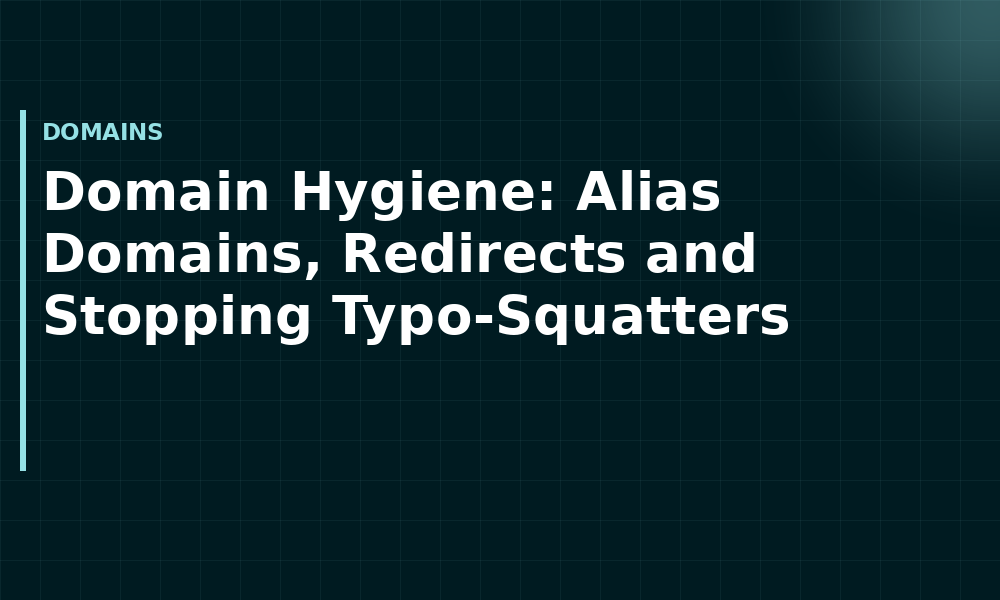 Domain Hygiene: Alias Domains, Redirects and Stopping Typo-Squatters (Domains)